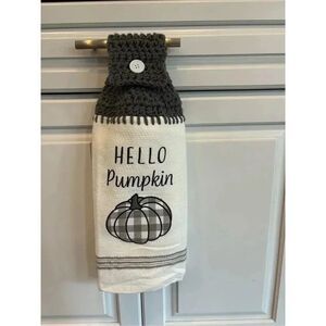 Crochet Top Kitchen towel-Hello pumpkin